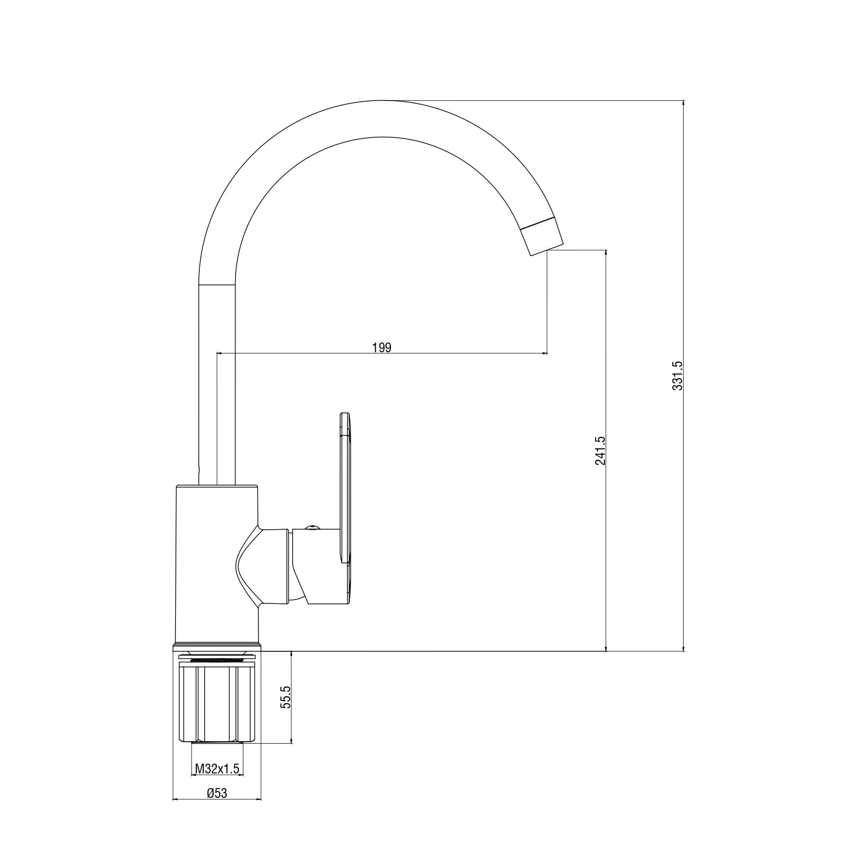 Смеситель для кухни Voda Waterfall WF519R однорычажный