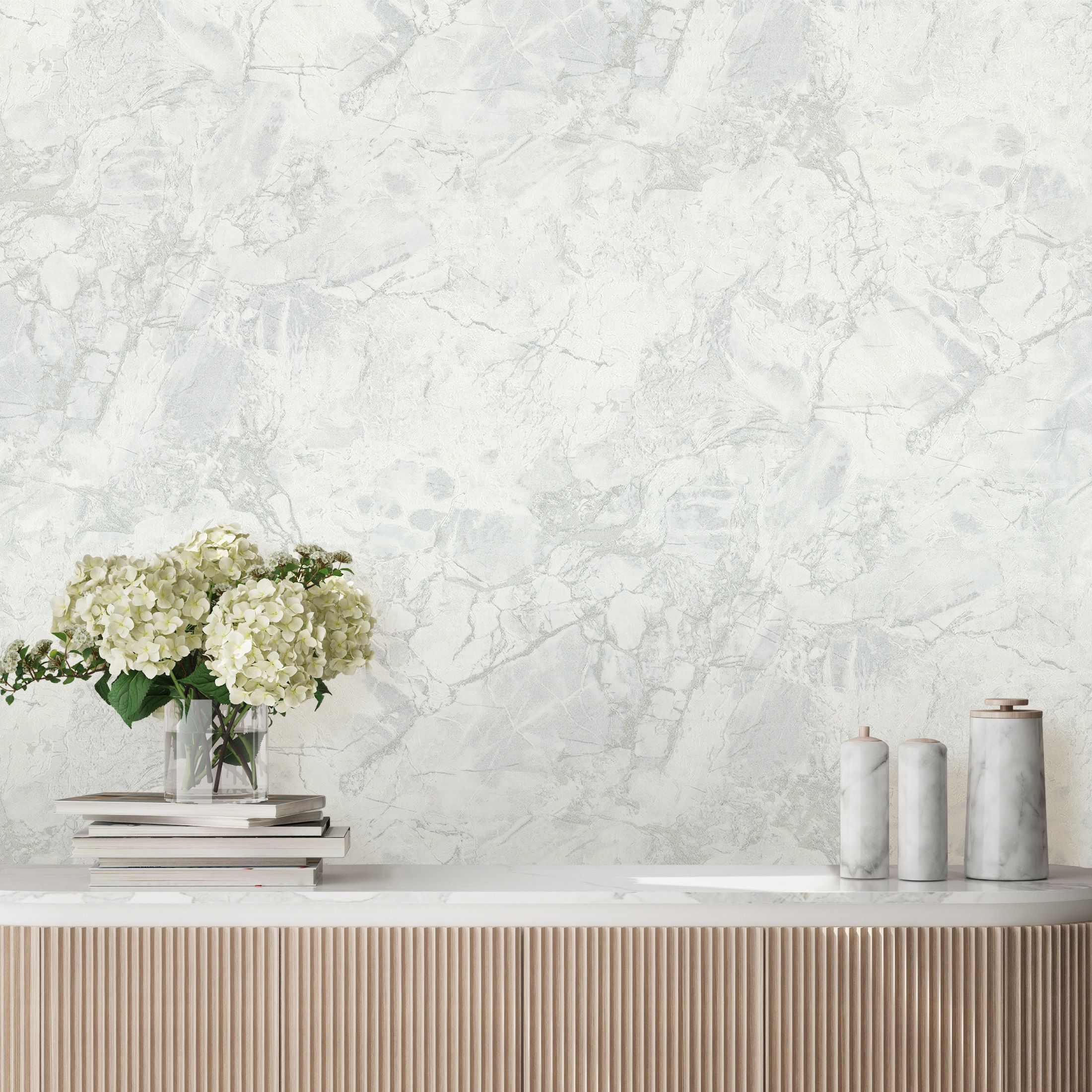 Обои Euro Decor Lucerna 7318-23 белые мрамор 1,06х10,05 м