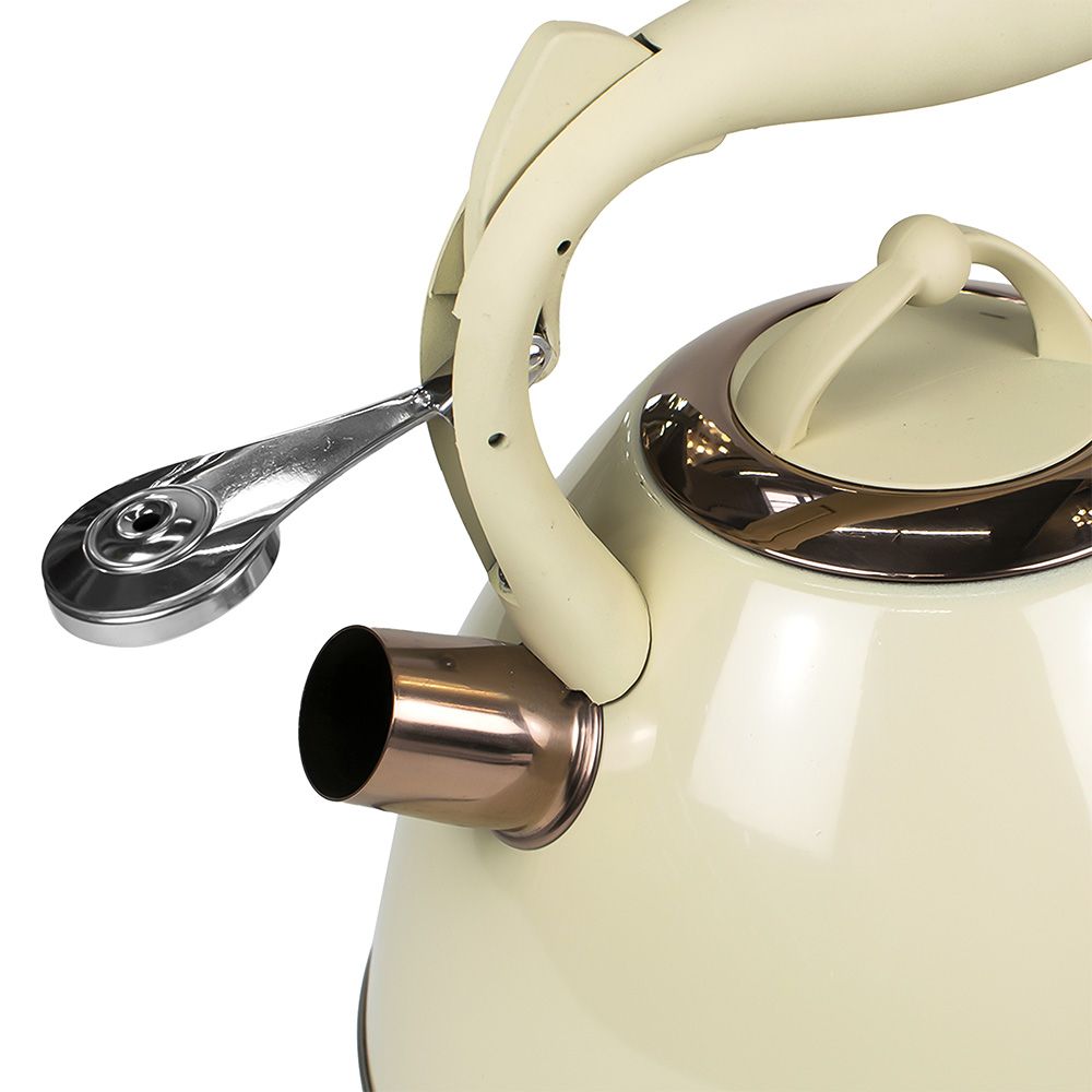 Чайник Agness со свистком 2,7 л термоаккумулирующее дно айвори 914-150