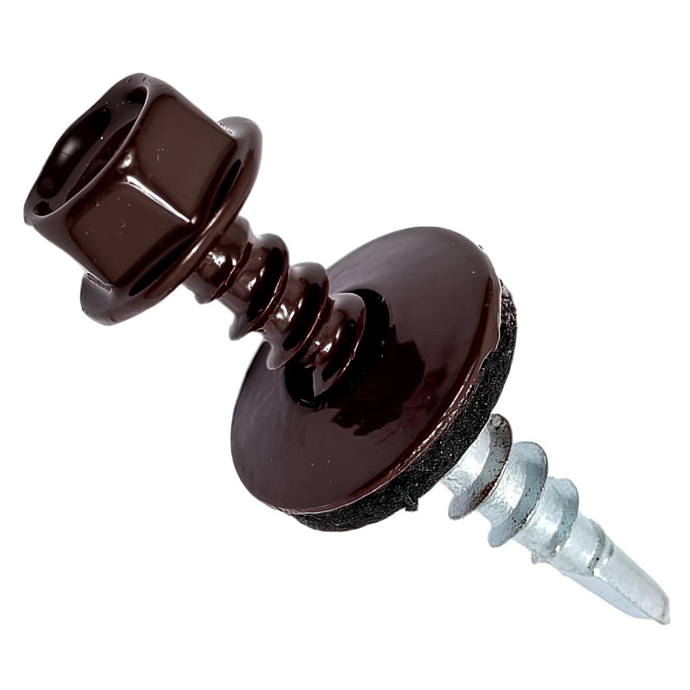 Саморез кровельный 4,8х29 мм коричневый RAL 8017 200 шт