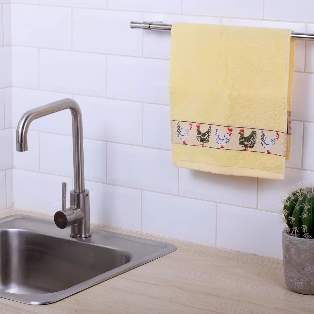 Полотенце кухонное махровое Курочки 024 30х60 см желтое