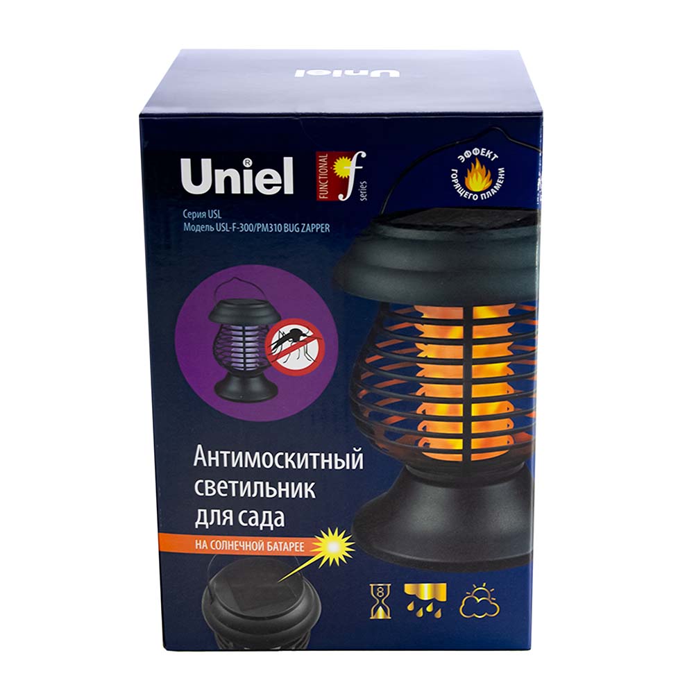 BUG ZAPPER Садовый светильник на солнечной батарее. 13 светодиодов. Эффект пламени и антимоскитный режим . 1*АА Ni-Mh аккумулятор в/к. IP44. TM Uniel.USL-F-300/PМ310