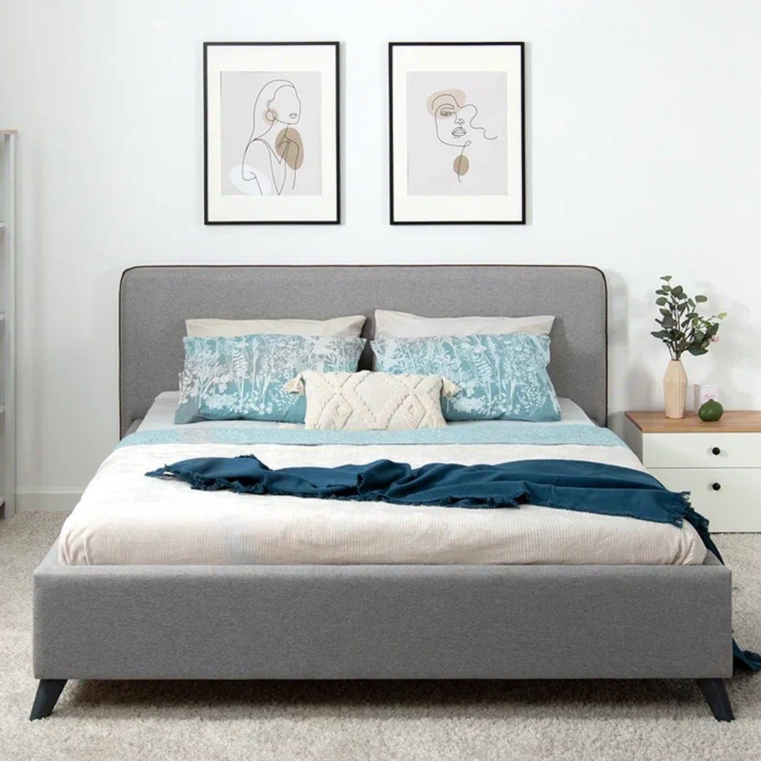 Кровать Миа 1600х2000 мм Velutto 23 bravo grey серый с ортопед основанием, дном и ПМ