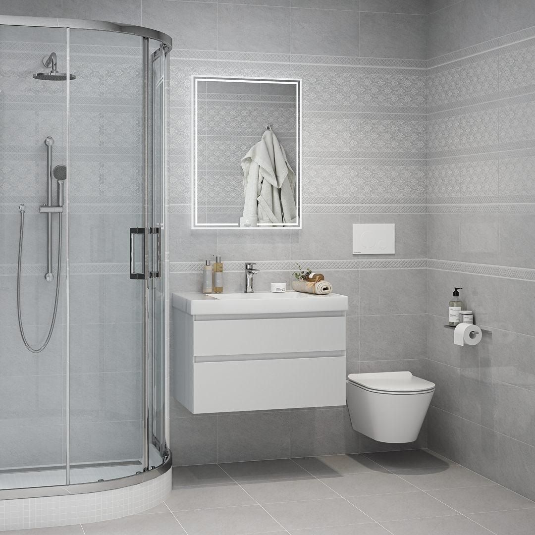Плитка настенная Kerama Marazzi Мотиво 6424 25х40 см 8 мм светло-серая 1,1 м2