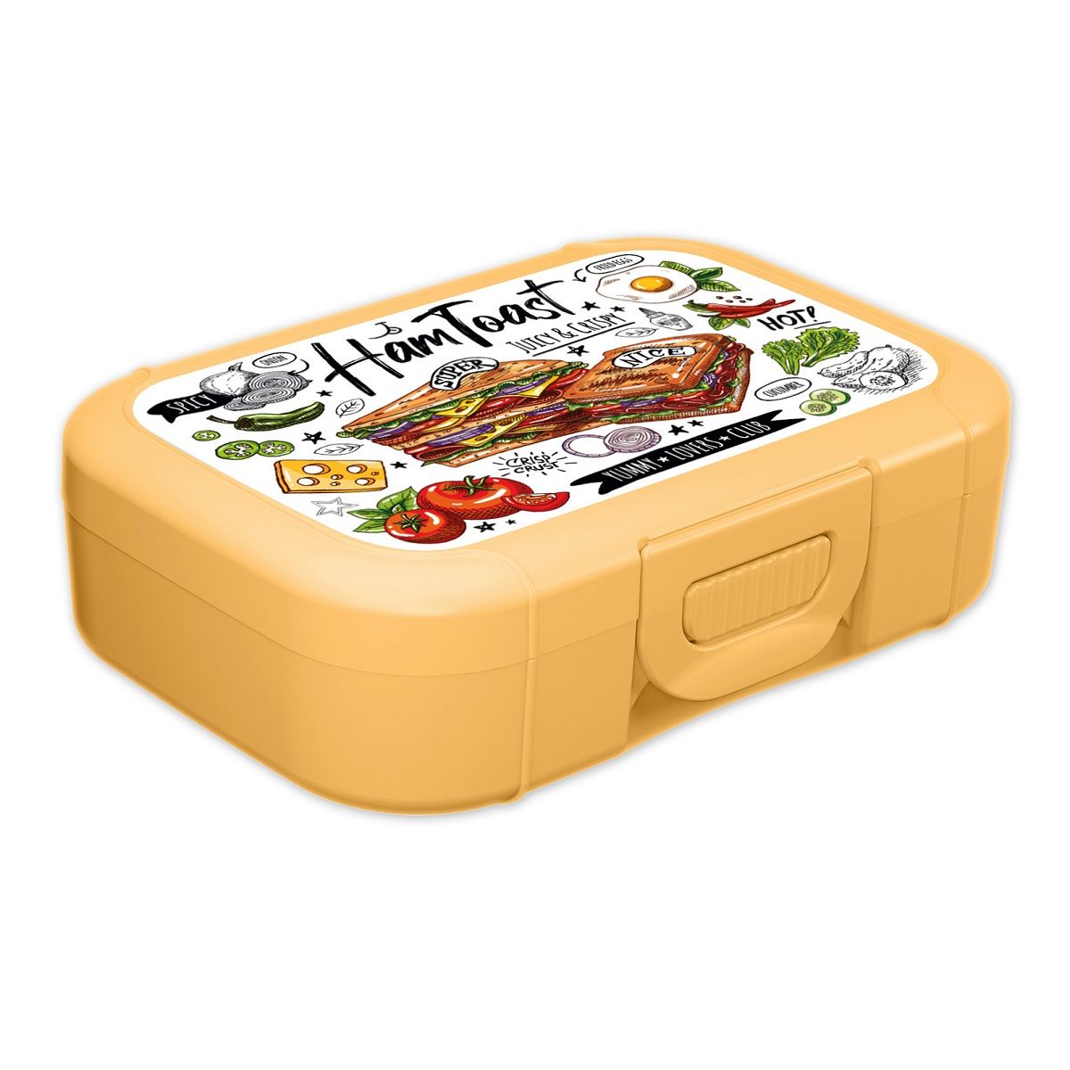 Ланч-бокс 850 мл с декором бледно-желтый