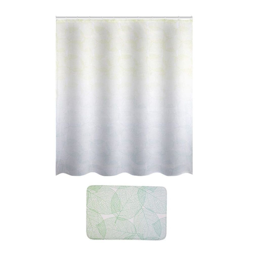 Набор для ванной комнаты 2 предмета (коврик 45х68 см, занавеска 180х160 см)