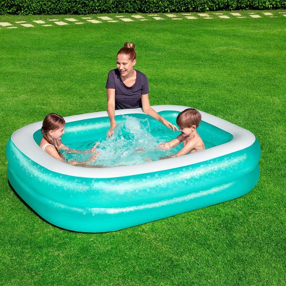Бассейн детский надувной 201х150х51 см 450 л Bestway Blue Rectangular Family 54005