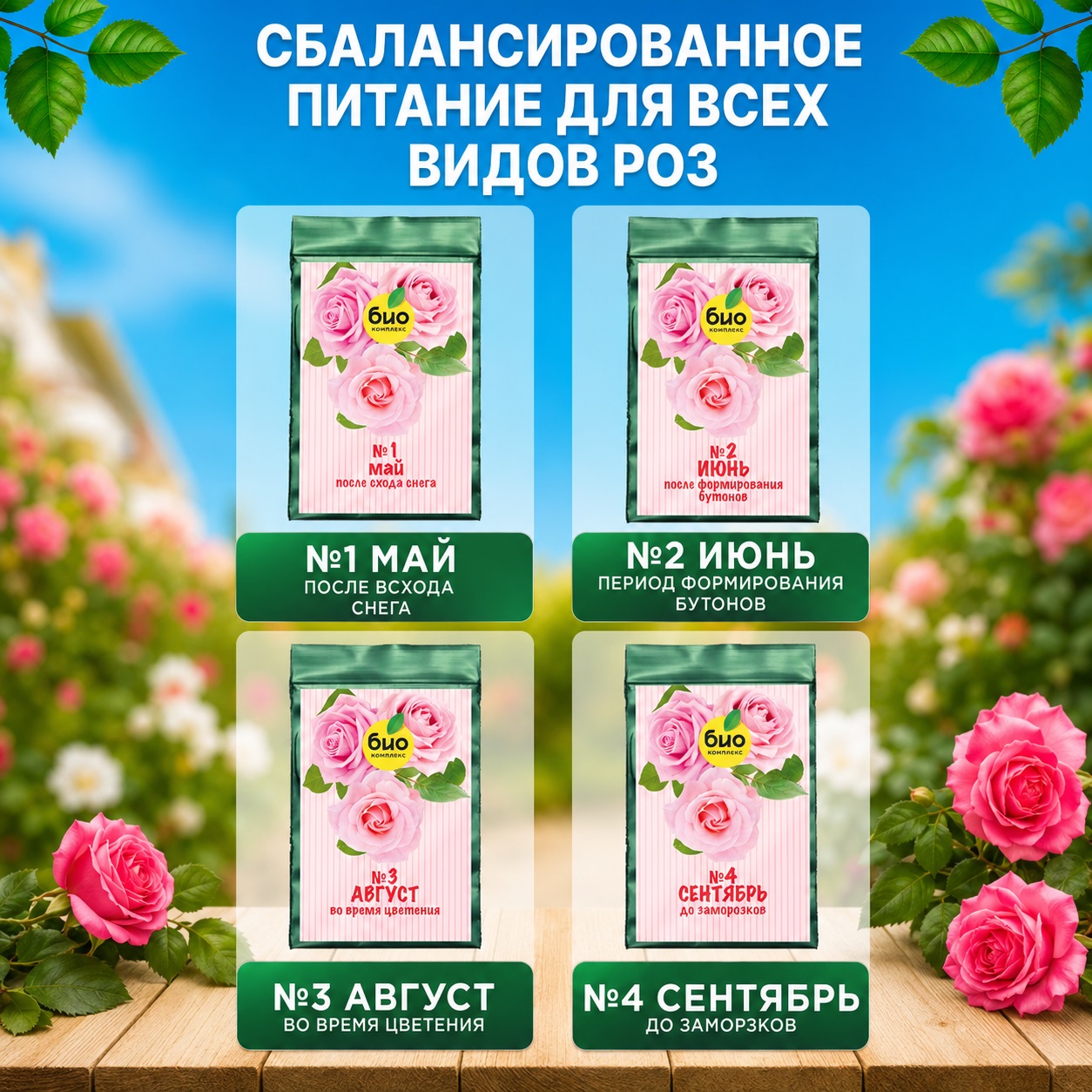 Набор удобрений для роз БИО-комплекс На весь сезон