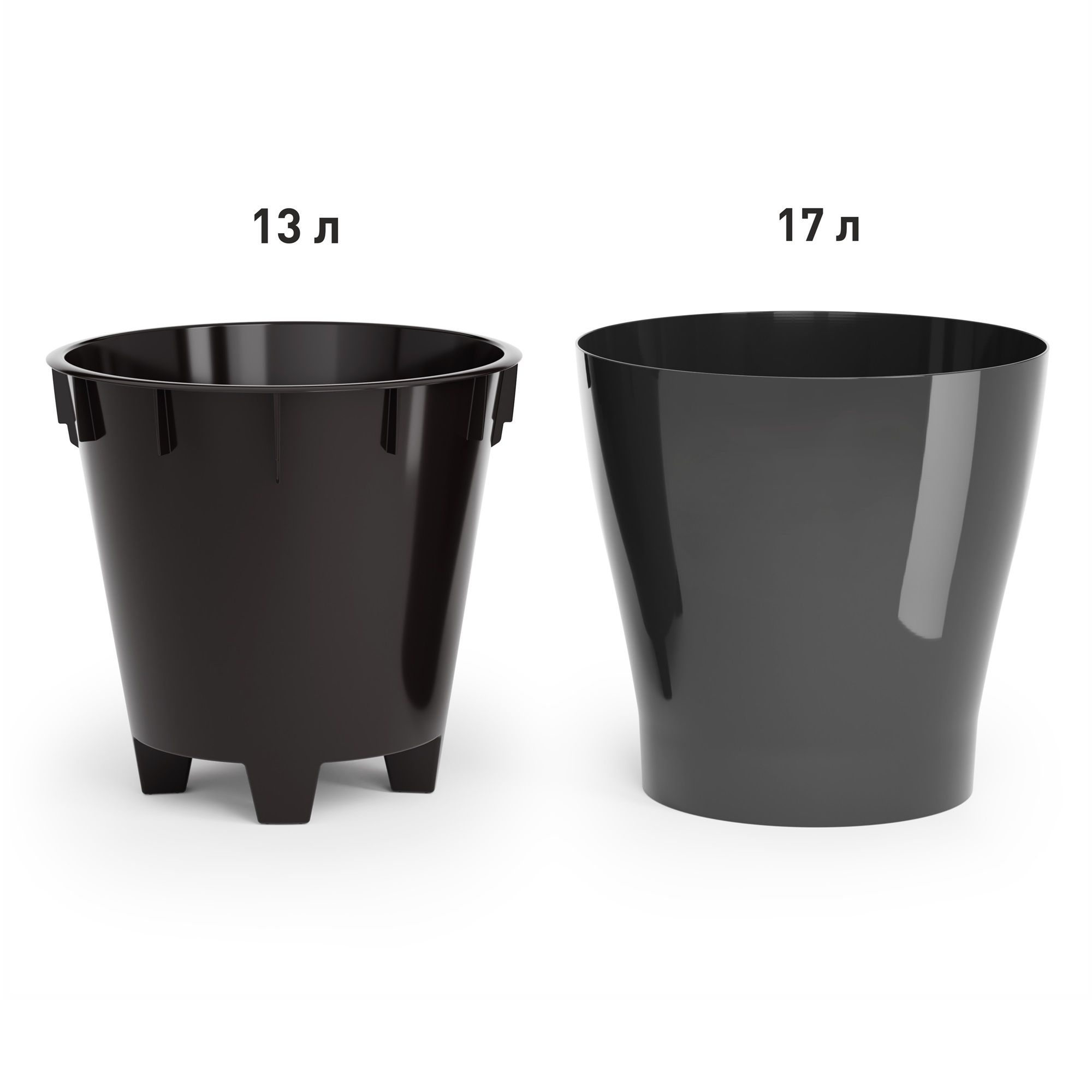Горшок цветочный Лея графитовый 17 л двойной