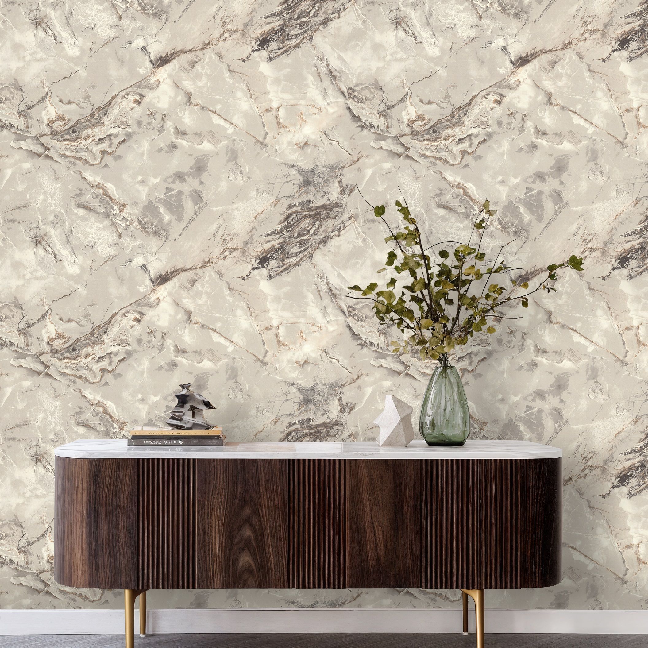 Обои Ornamy Calacatta 8087-24 серые мрамор 1,06х10,05 м