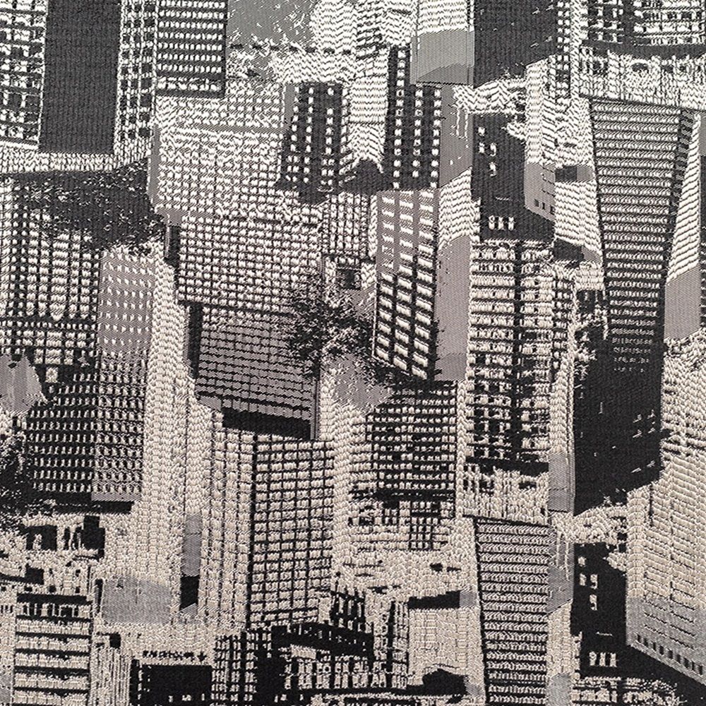 Штора портьерная жаккард Мегаполис 150х280 см черно-бежевый