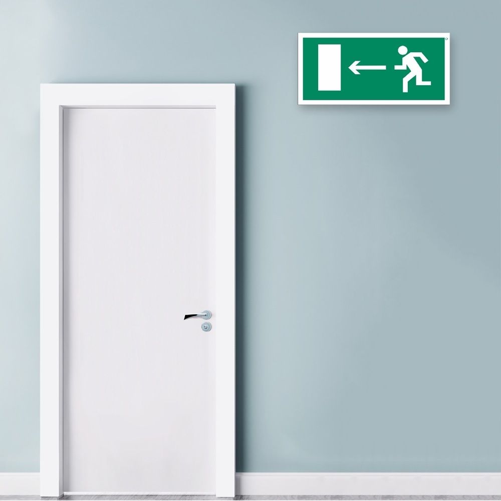 Наклейка Направление к эвакуационному выходу налево 30х15 см Знак E04