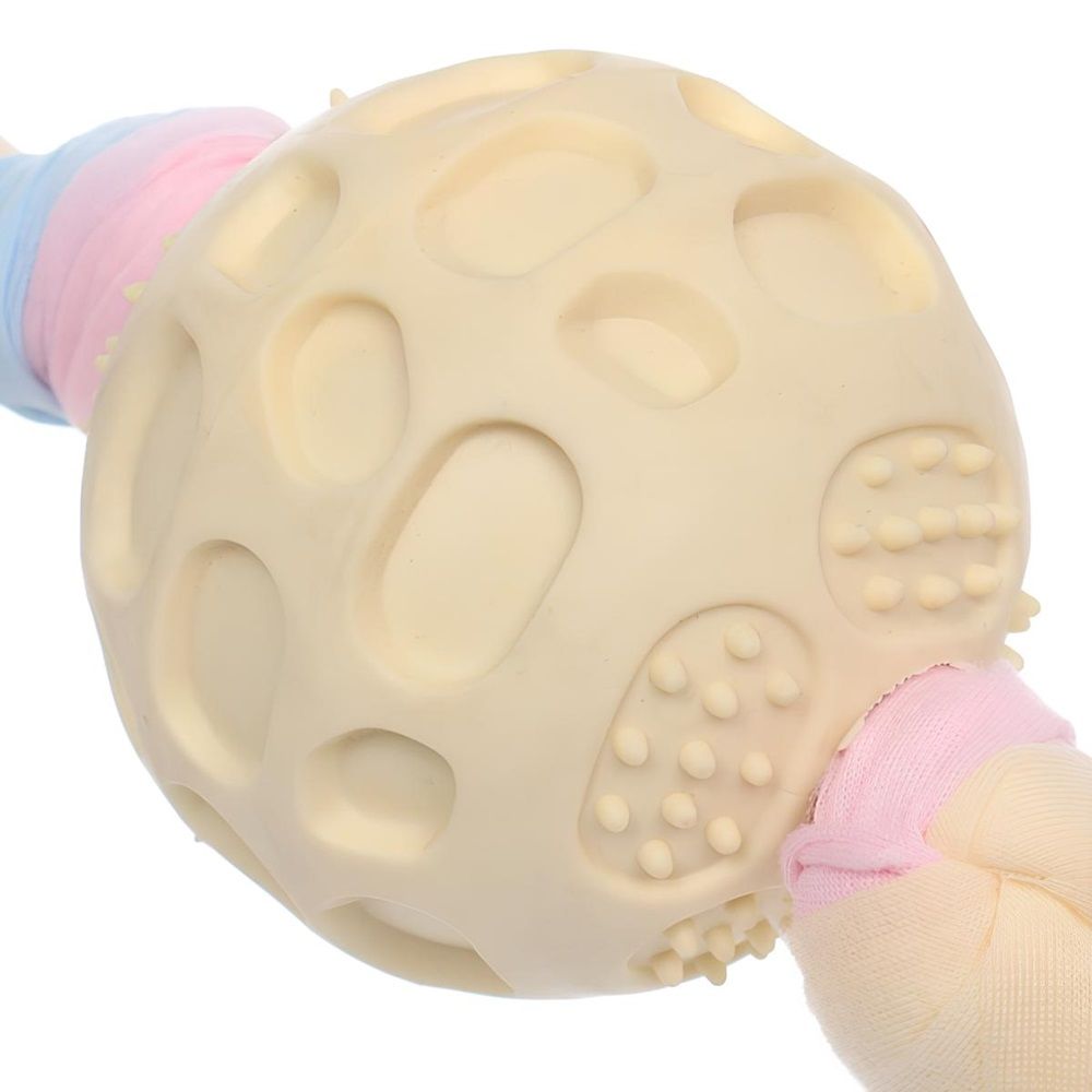 Игрушка-мячик для собак средних и мелких пород Беги лови с канатом желтая