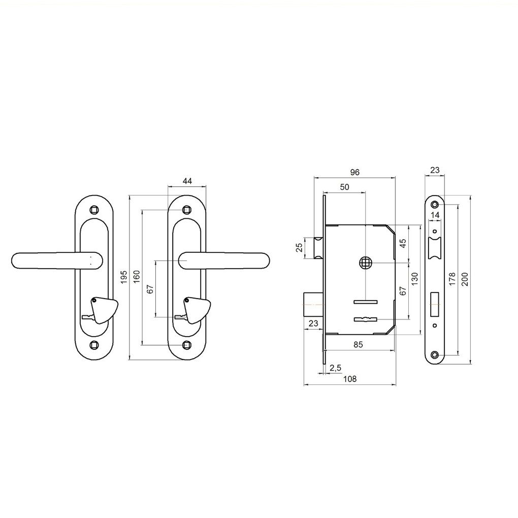Замок врезной ЗВ9.2-08 (серебро) АБСОЛЮТ