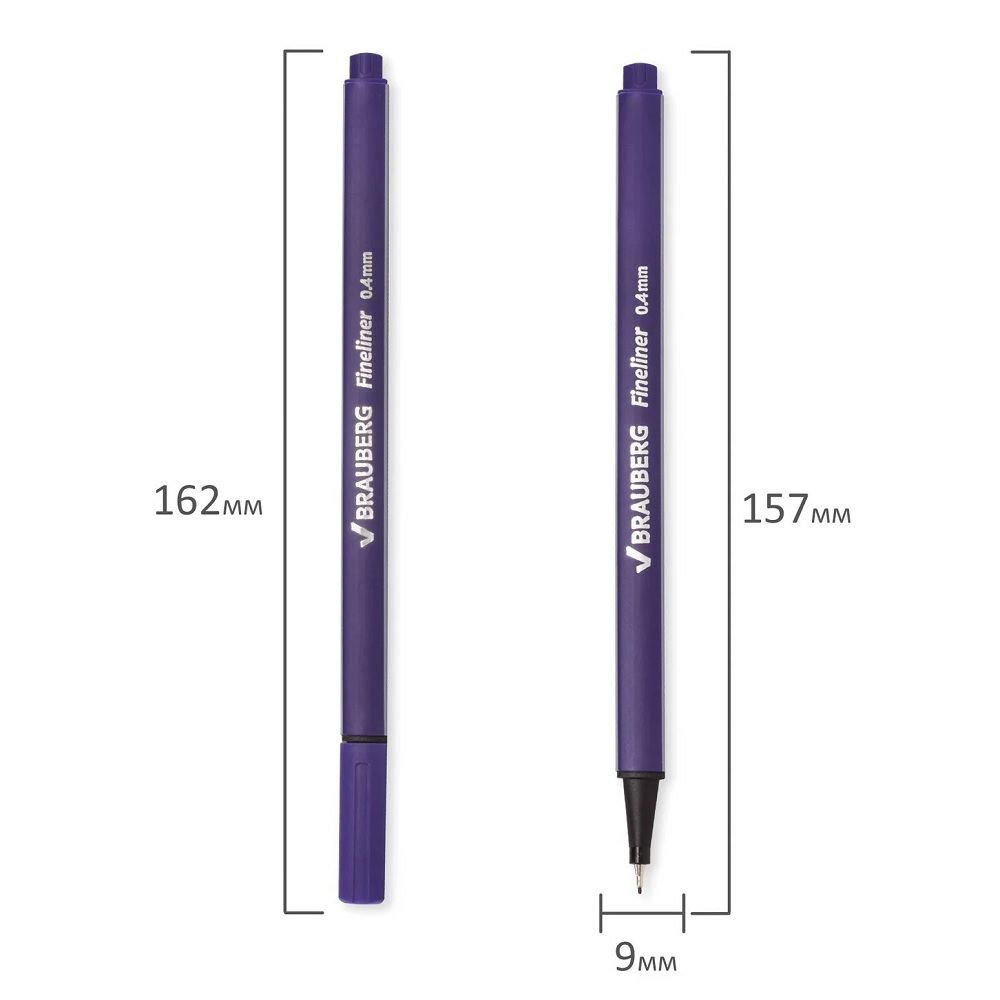 Ручка капиллярная (линер) Brauberg Aero фиолетовая трехгранная 0,4 мм
