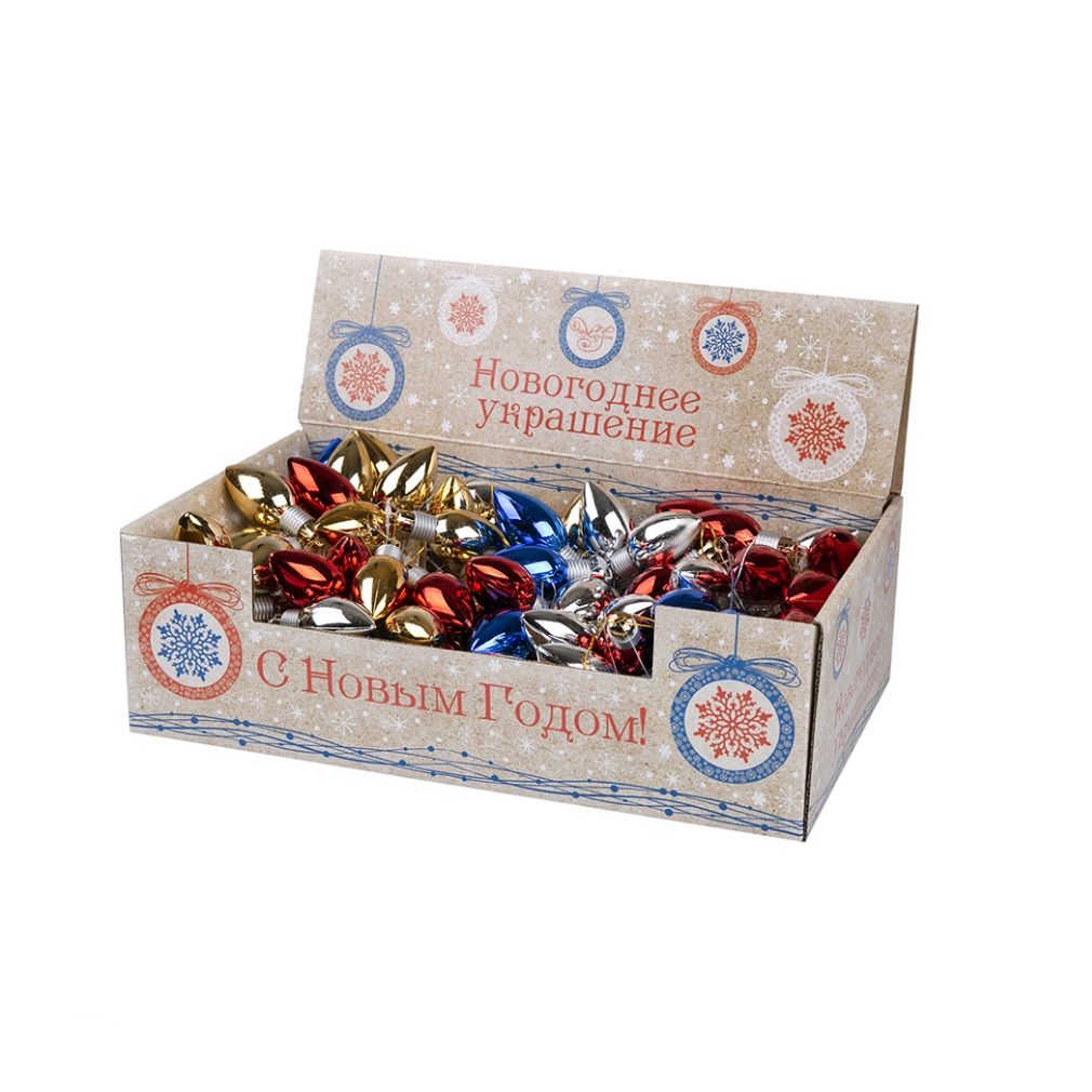 Украшение подвесное новогоднее Классические лампочки 3х3х6 см