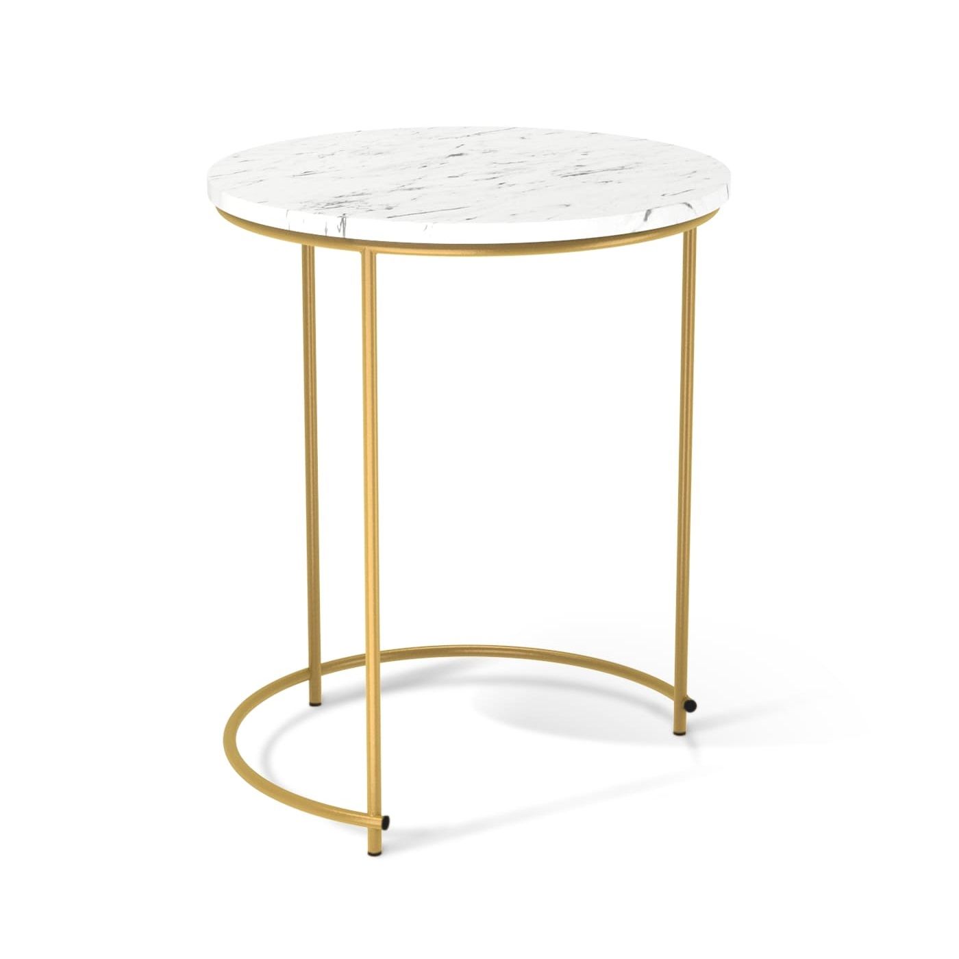 Стол журнальный Sheffiltot SHT-CT7 435х435х550 мм Мрамор каррара Белый/Золото