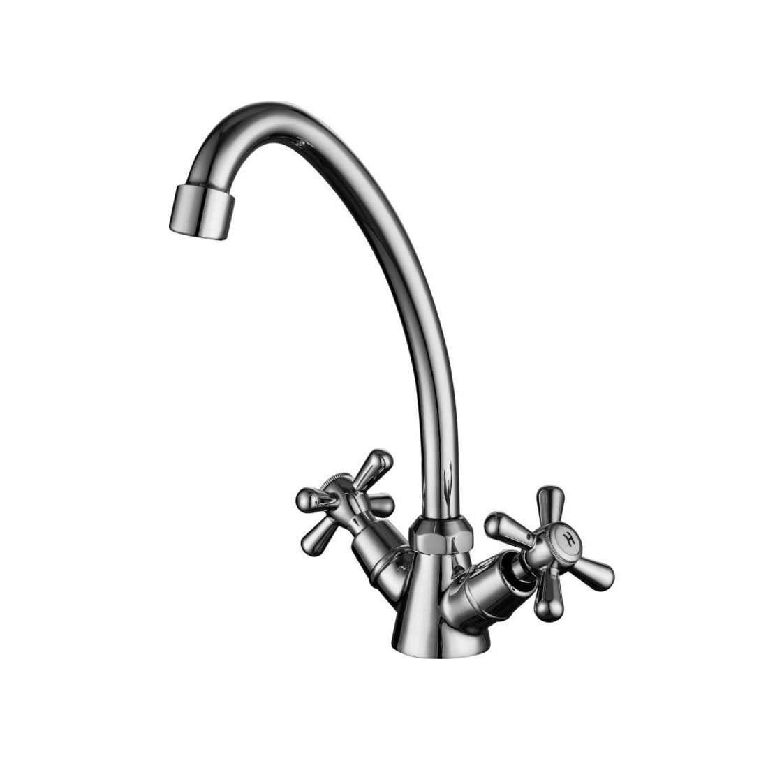 Смеситель для раковины Rossinka G02-62 высокий поворотный излив вентильный