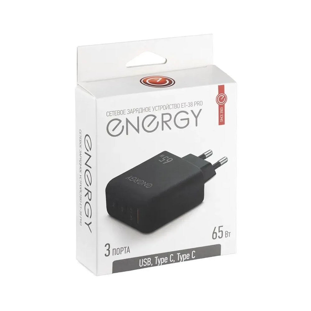 Устройство зарядное Energy ET-38 PRO 2,1А 1USB+2Type C 65Вт белый