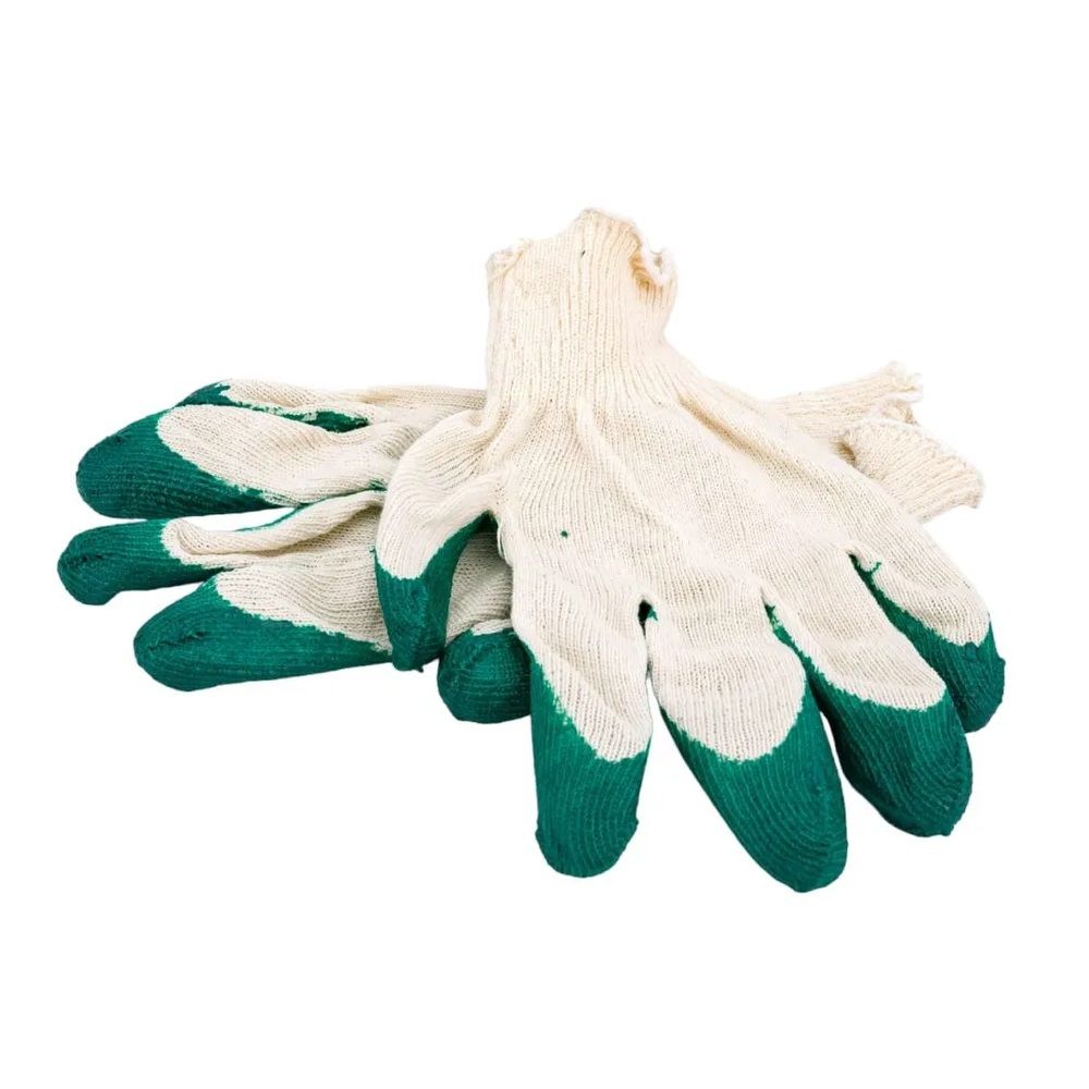 Перчатки х/б с одинарным латексом зеленые