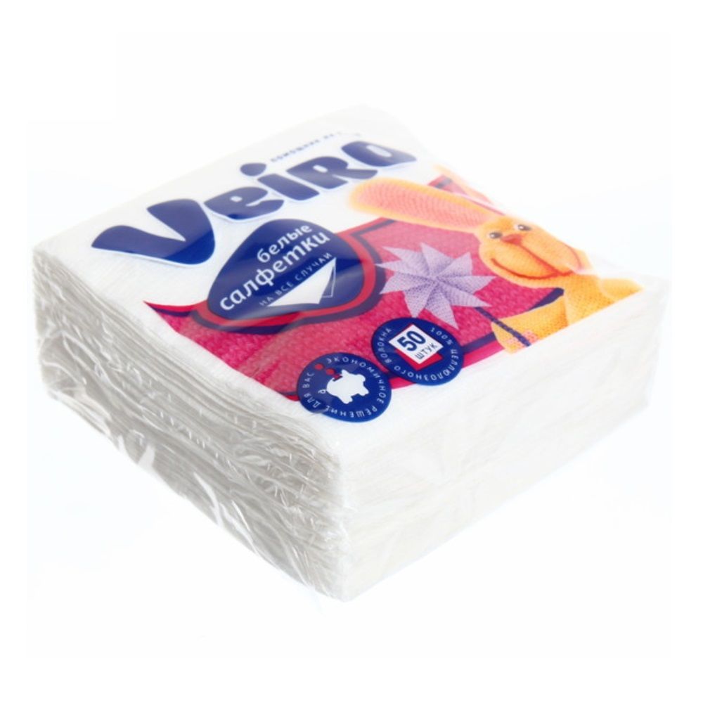 Салфетки бумажные Veiro 1 слойные 24 см 50 шт белые