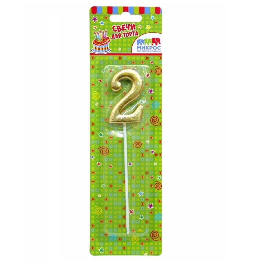 Свеча-цифра "2" драгоценное ассорти топпер 5,5см