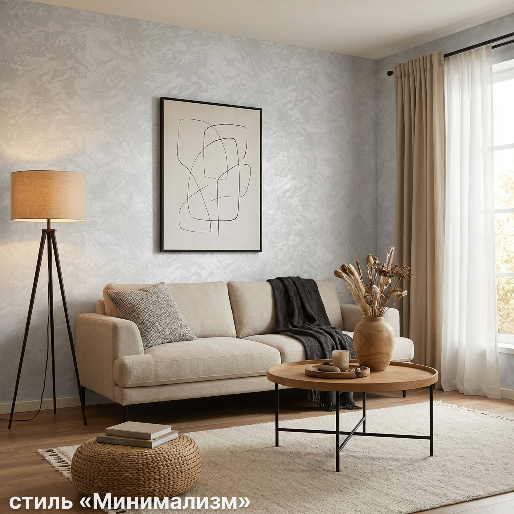 Обои Green Walls Фернандо С50 5056 01 светлые серые штукатурка 1,06х10,05 м