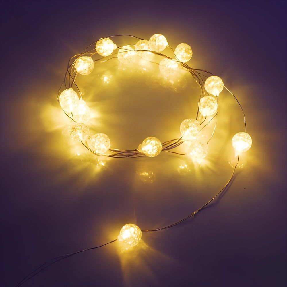 Гирлянда для дома на батарейках Жемчужина 2 м 20 ламп LED 1 реж, IP20, теплый белый