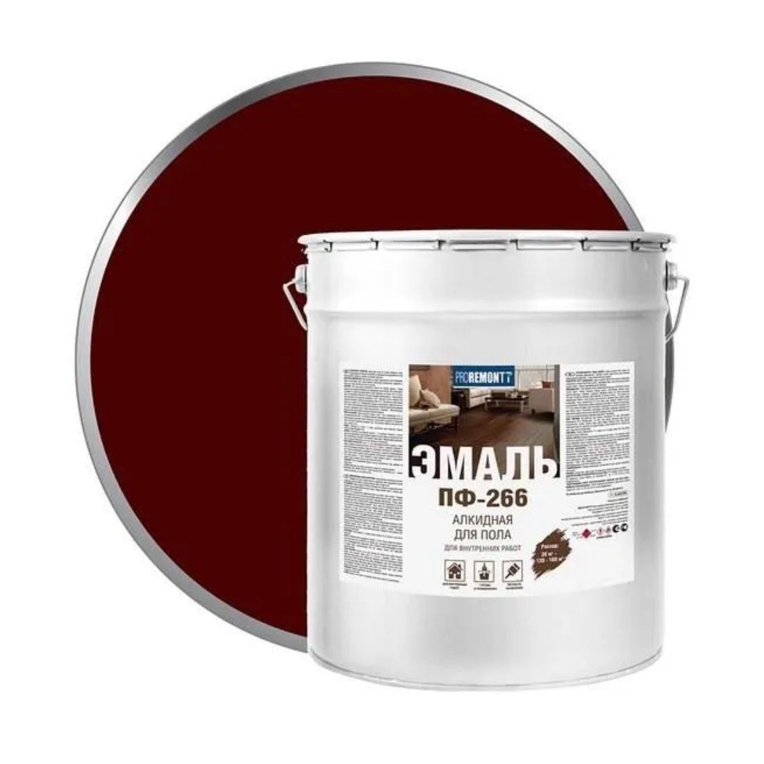 Эмаль ПФ-266 Proremontt красно-коричневая 20 кг