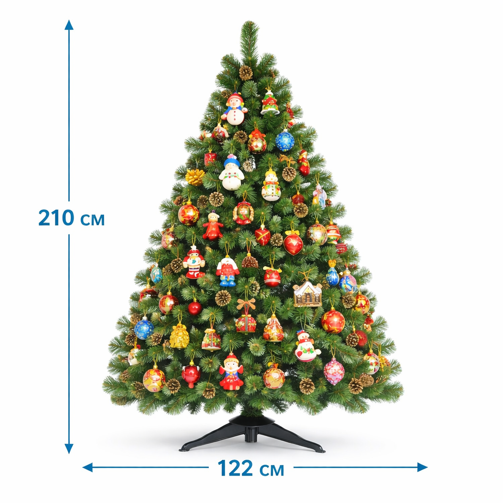 Елка искусственная Холидей 210 см шишки