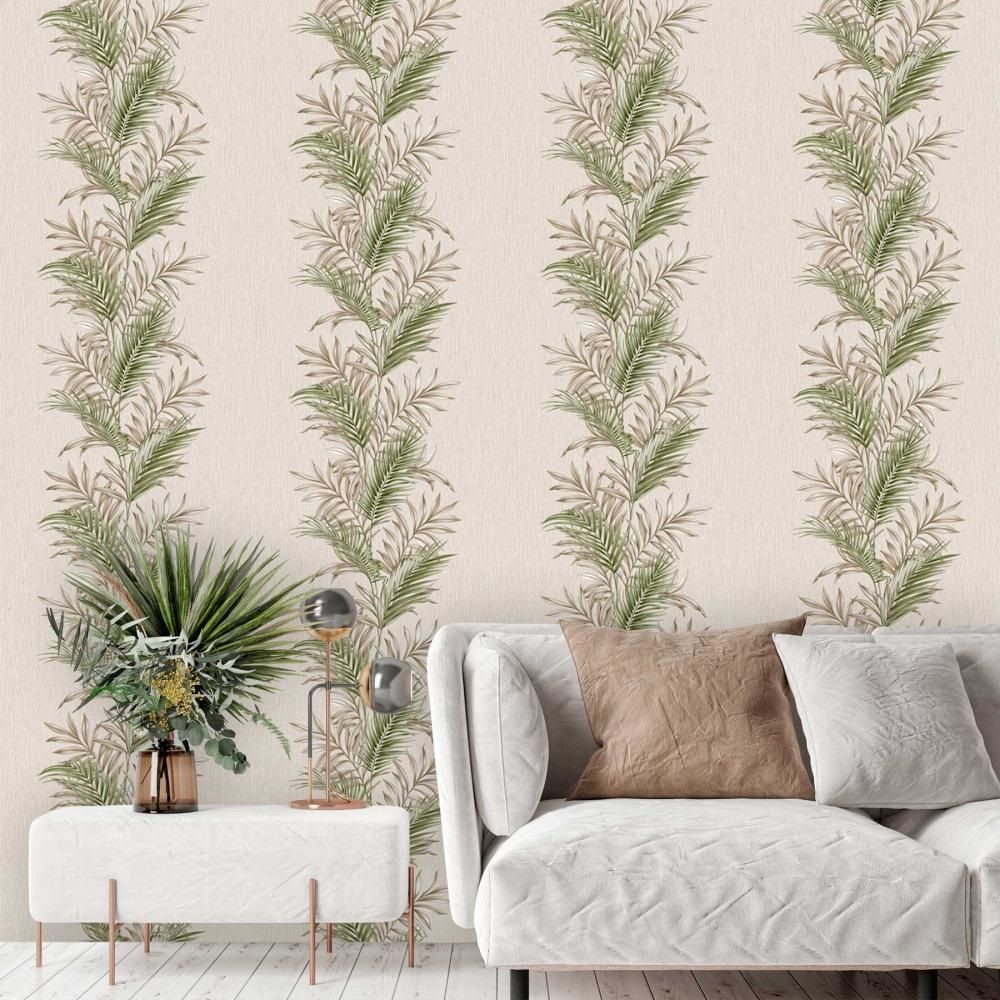 Обои Саратовские Сочи С14Ф Ф894 гр 2 02 бежевые листья пальмы 0,53х10,05 м