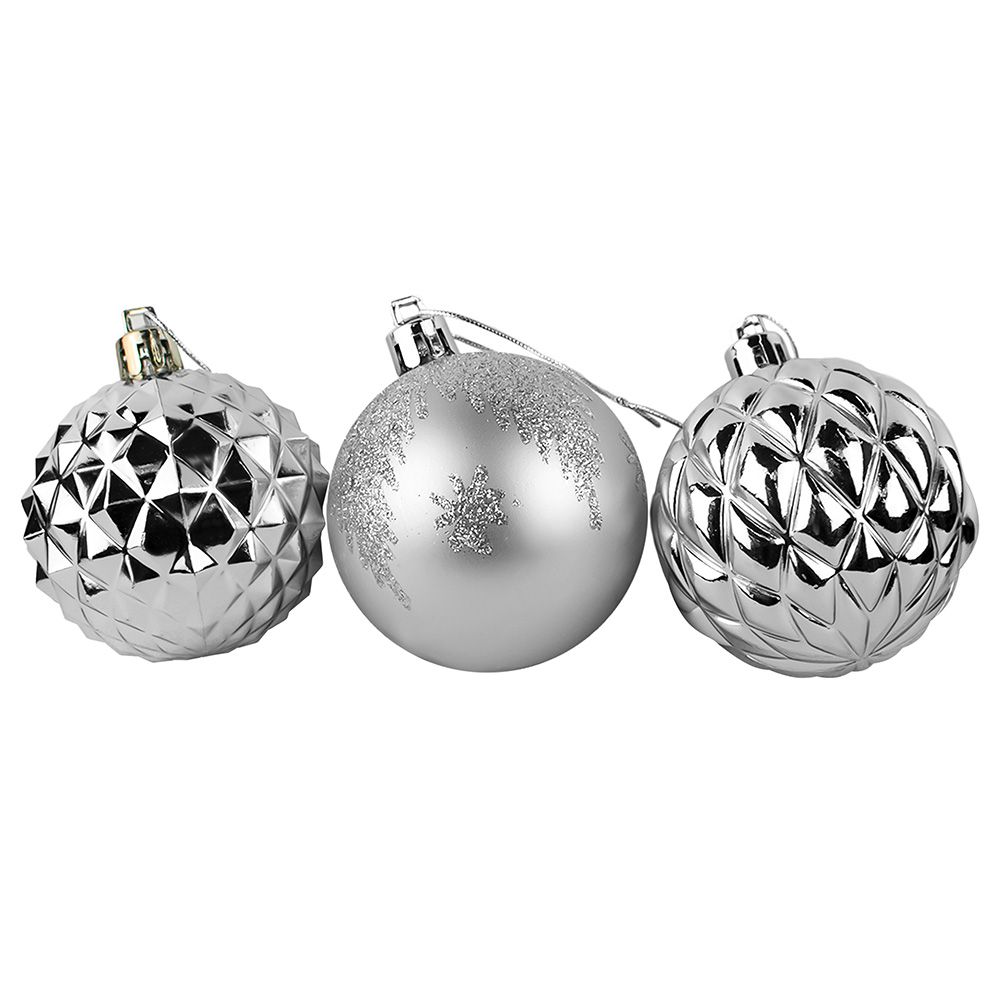 Украшение подвесное новогоднее Серебряные шары из полистирола, набор из 9 шт 6х6х6см