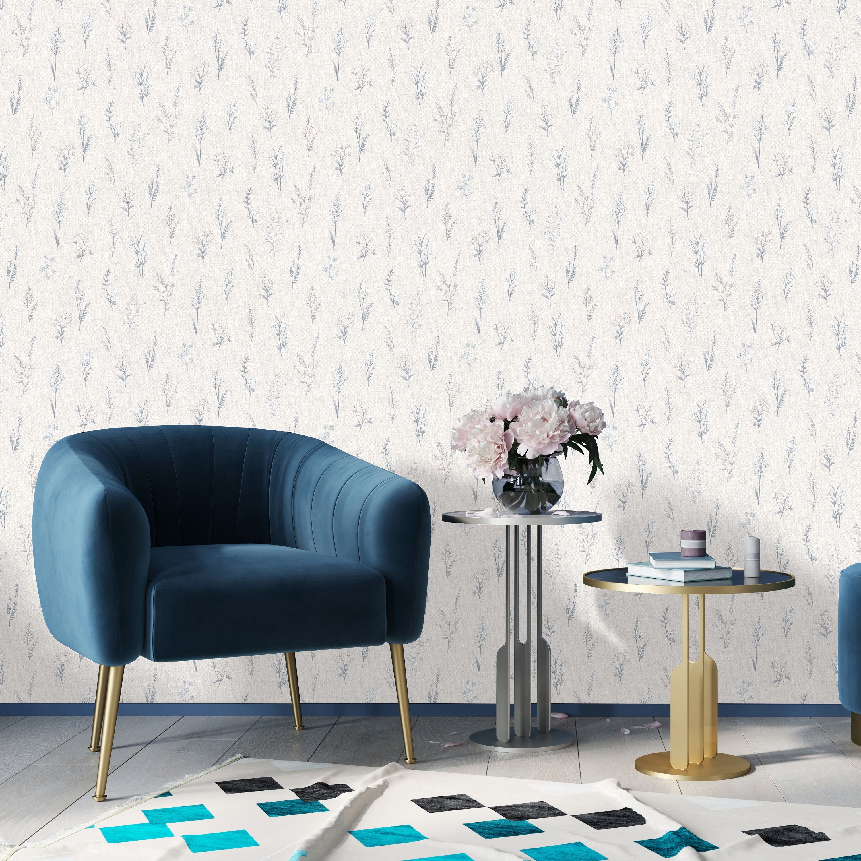 Обои Monte Solaro Primavera 9293-01 серые мелкие цветы 1,06х10,05 м