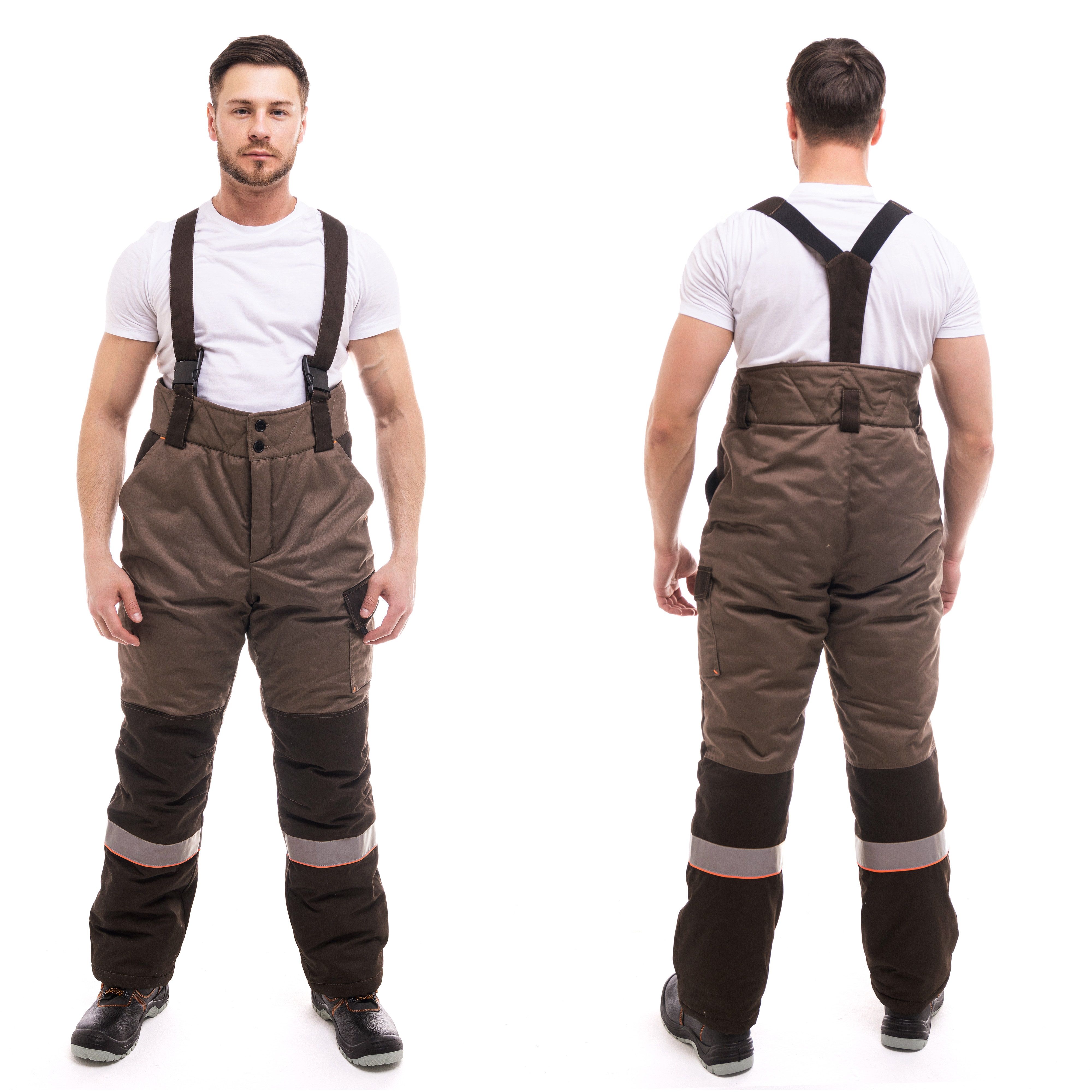 Костюм утепленный мужской Берген куртка, брюки бежевый с темно-коричневым р.120-124/182-188