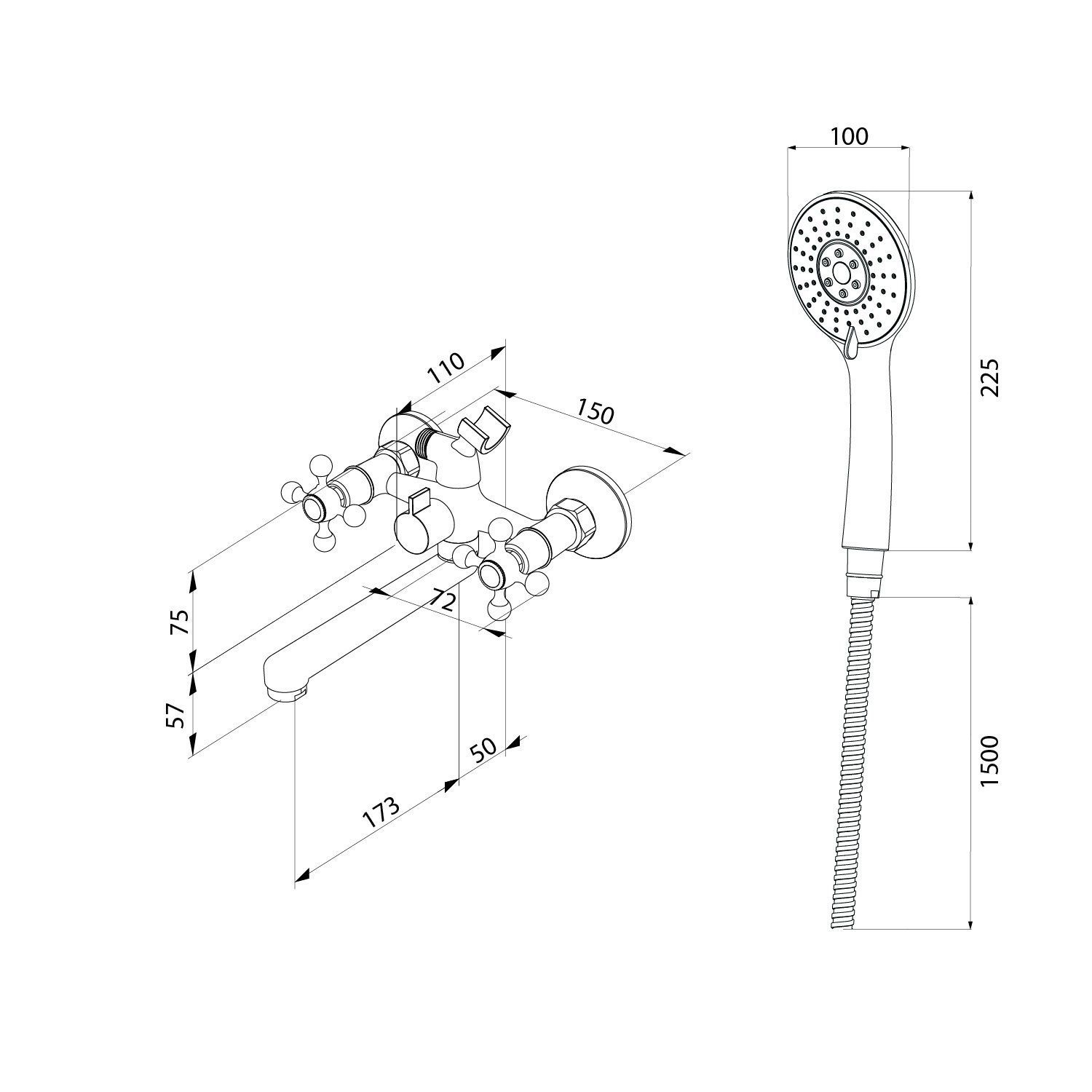 Смеситель для ванны Milardo Duplex DUPSB02M02 вентильный короткий излив