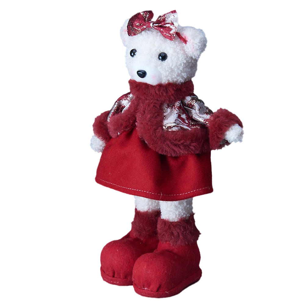 Фигура декоративная Мишка с бантиком 17х13х30 см бордо/золото