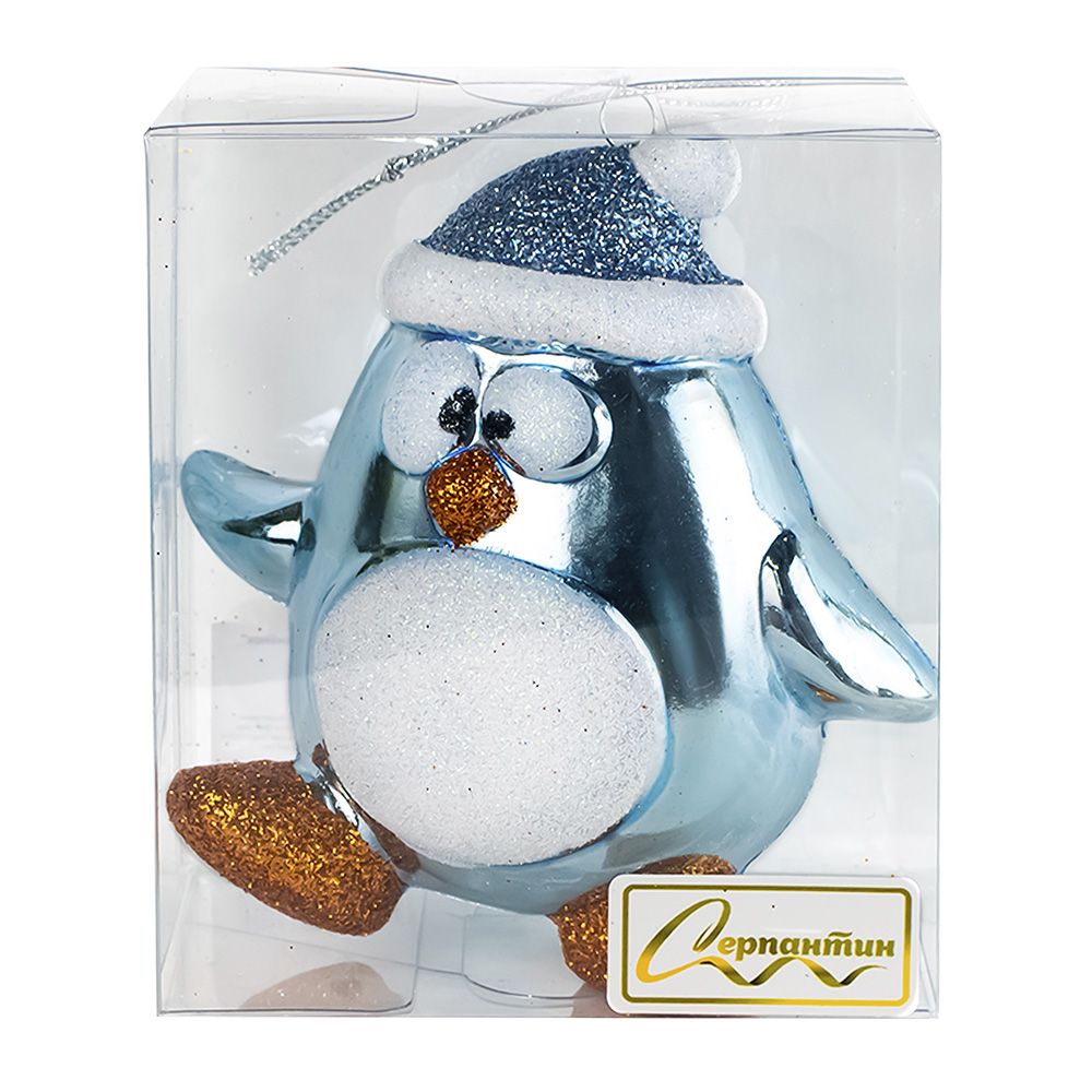 Ёлочная игрушка Весёлый пингвинёнок 11х6х11 см голубой
