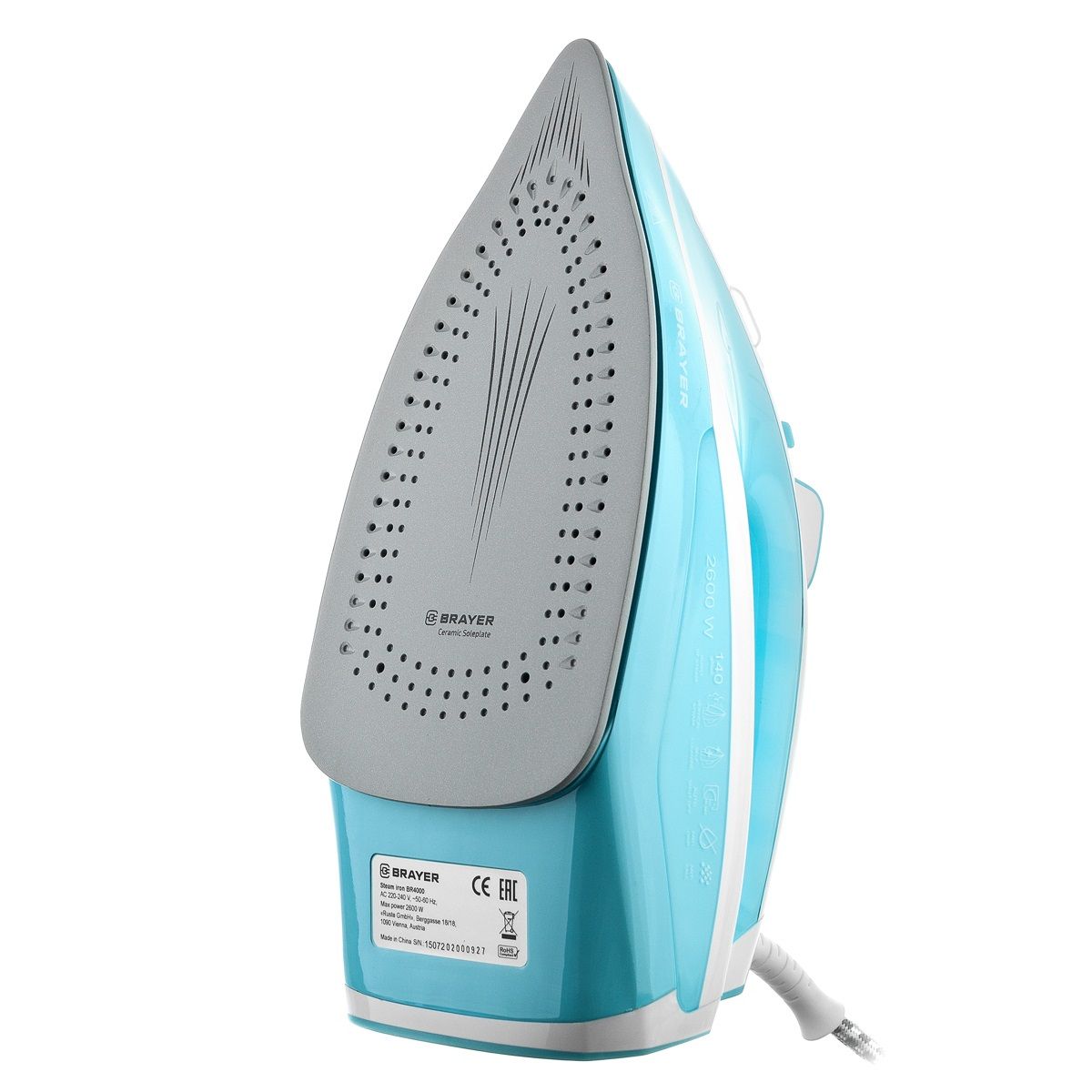 Утюг паровой Brayer 2600 Вт керамический автоотключение Пар 140 г/м LED и антикапля cпрей 4000BR