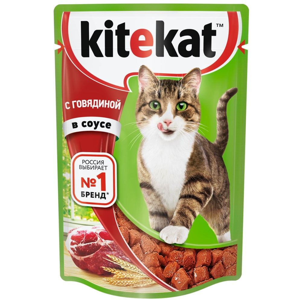 Корм для кошек влажный Kitekat с Говядиной в соусе по-домашнему 85 г