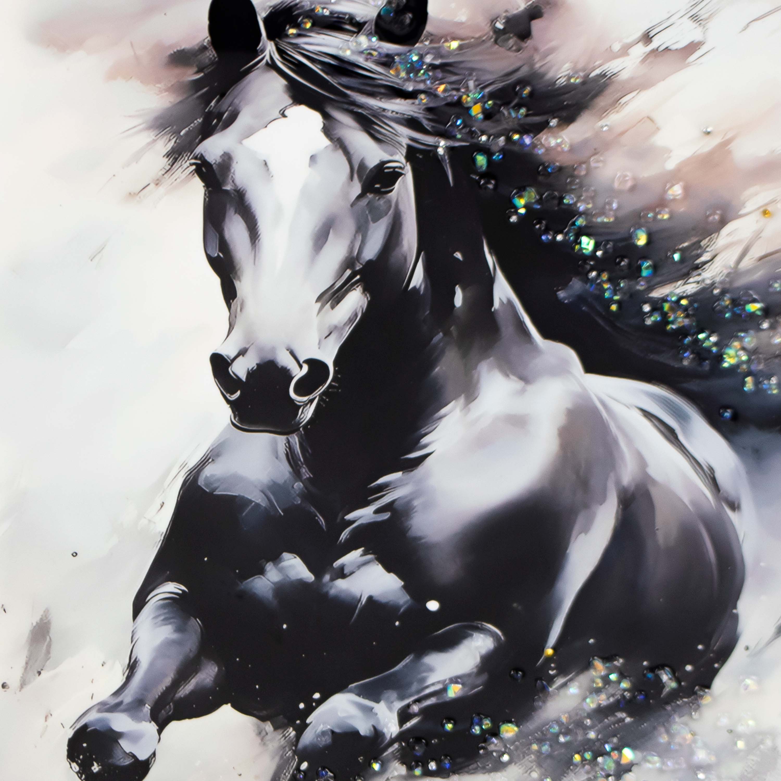 Картина интерьерная со смолой Черный конь 40х50 см 2024-4961