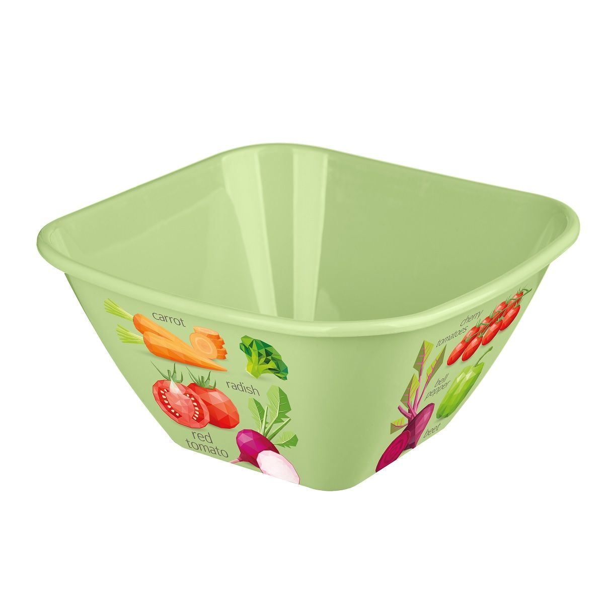 Миска квадратная Bergamo 2 л с декором салатовая