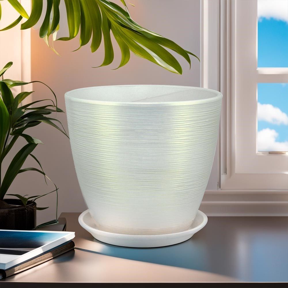 Горшок цветочный Бутон Перламутр белый 15 см 2 л