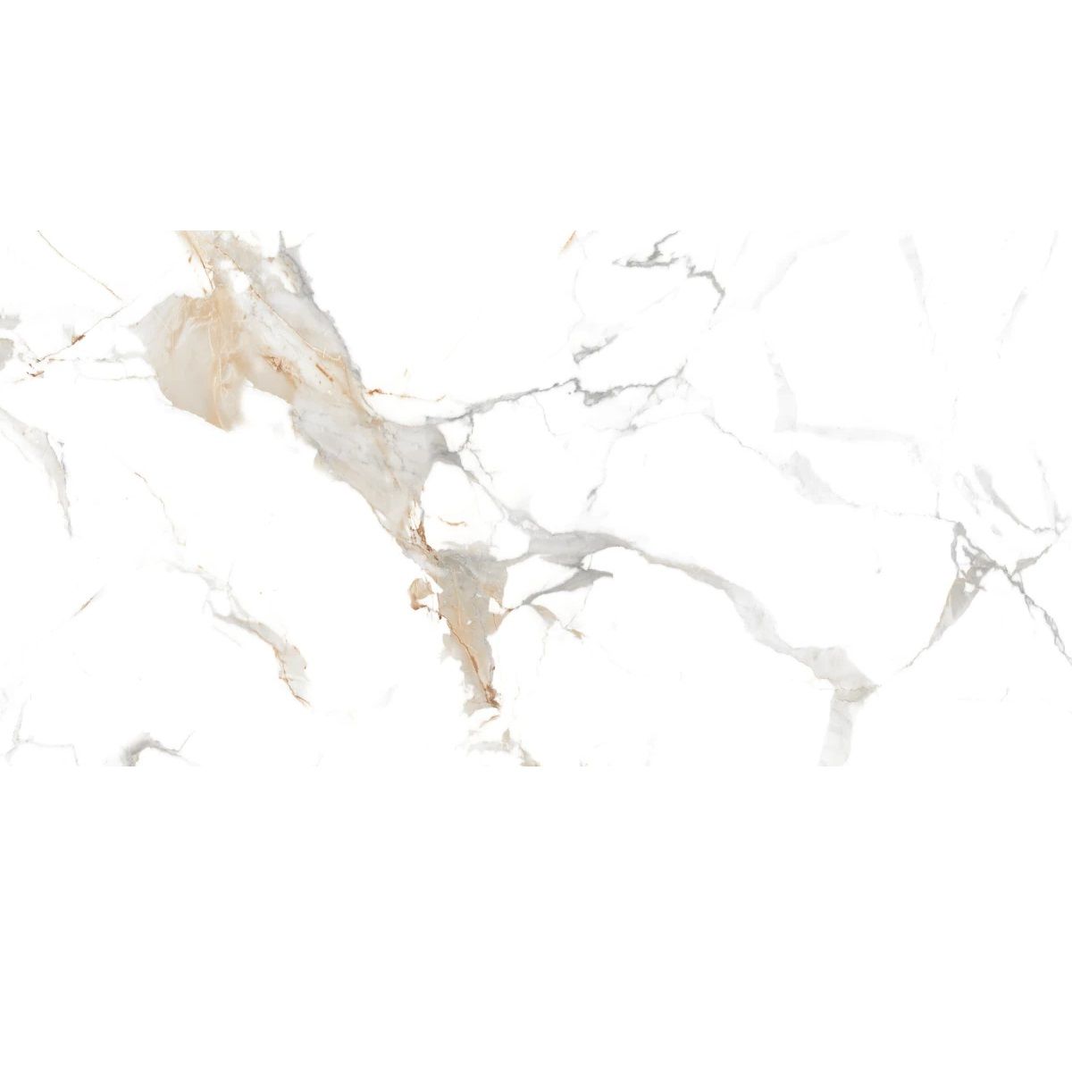 Керамогранит Maimoon Ceramica Glossy Statuario Cafe Gold 600x1200 мм белый полированный 1,44 м2