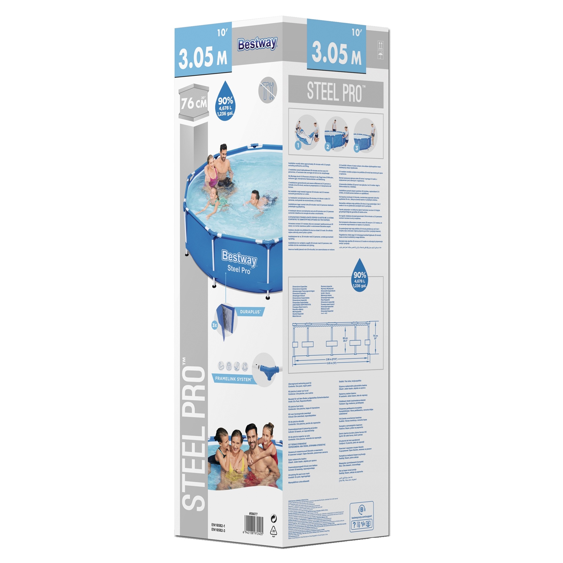 Бассейн каркасный круглый 305х76 см 4678 л Bestway Steel Pro 56677