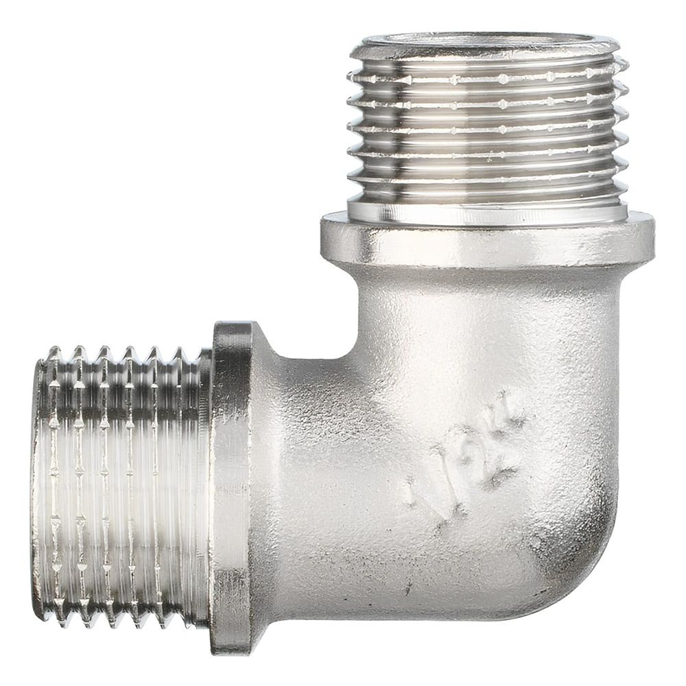 Угольник латунь никель 1/2" НР/НР