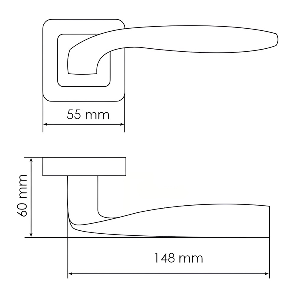 РУЧКА ДВЕРНАЯ SHELL, DIY MH-45 GR/C,на квадратной накладке, цвет - графит/хром