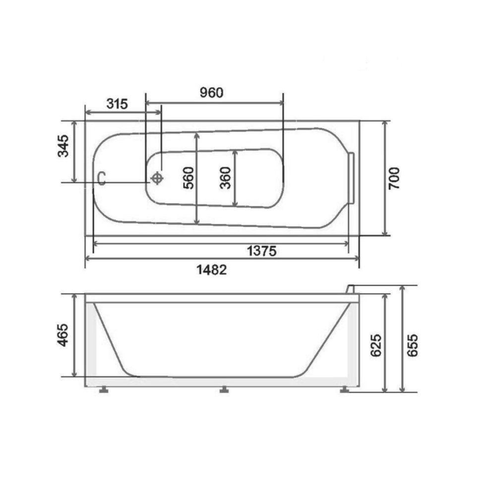 Ванна акриловая BellSan Лайма 150 149х70 см