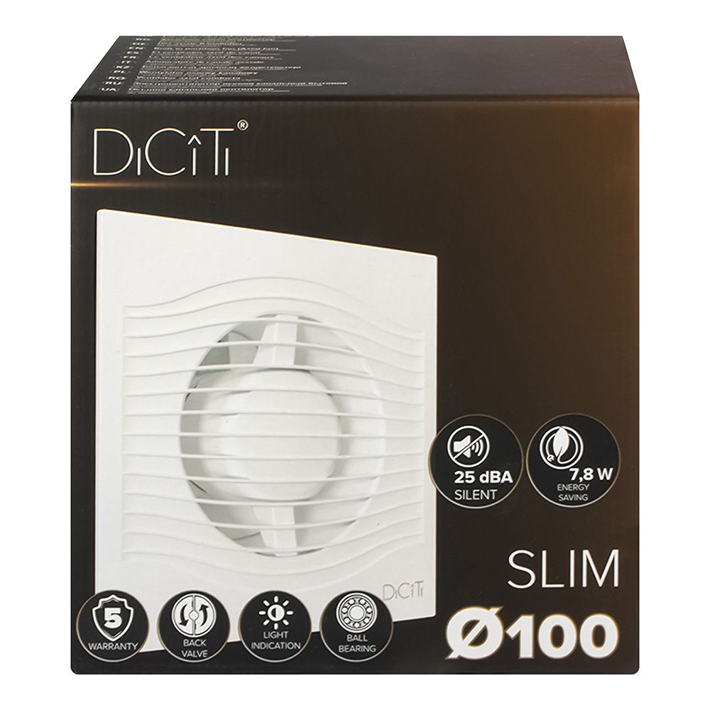 Вентилятор осевой накладной с решеткой Slim 4C D100