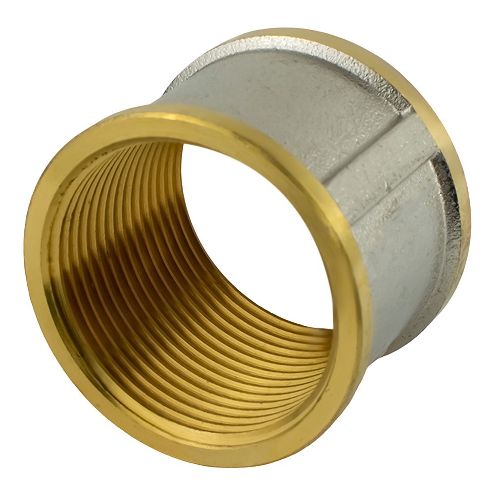Муфта соединительная латунь никель 1 1/4" ВР