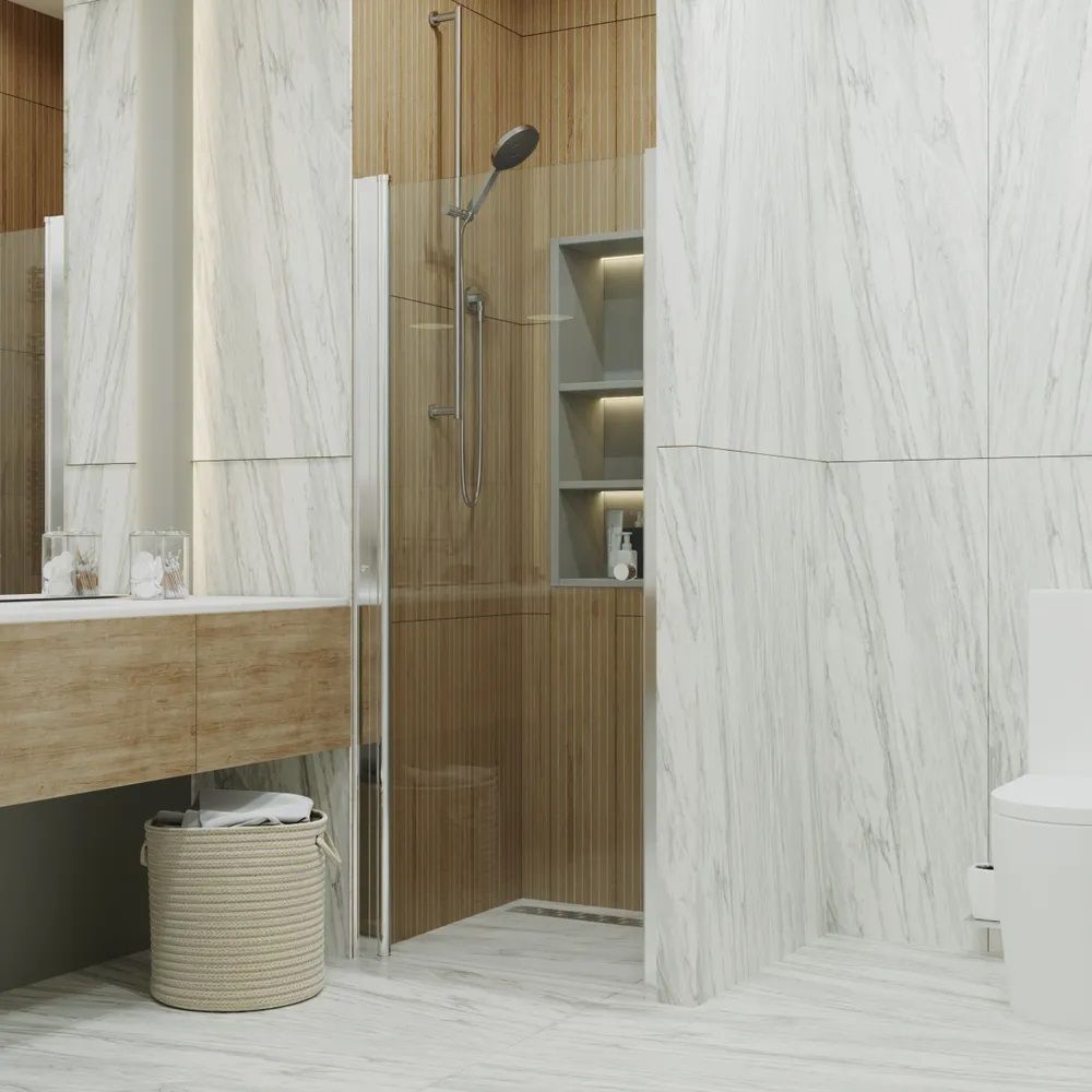 Дверь душевая Уно  80*185, хром, прозр. 1место